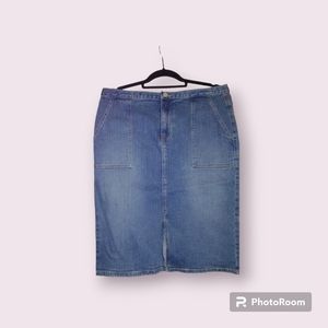 Vintage Gap Long Modest Blue Jean Skirt Back Button Slit Sz 12